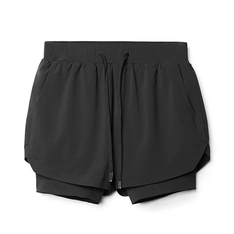 Shorts Masculinos de Corrida Dupla Camada Secagem Rápida