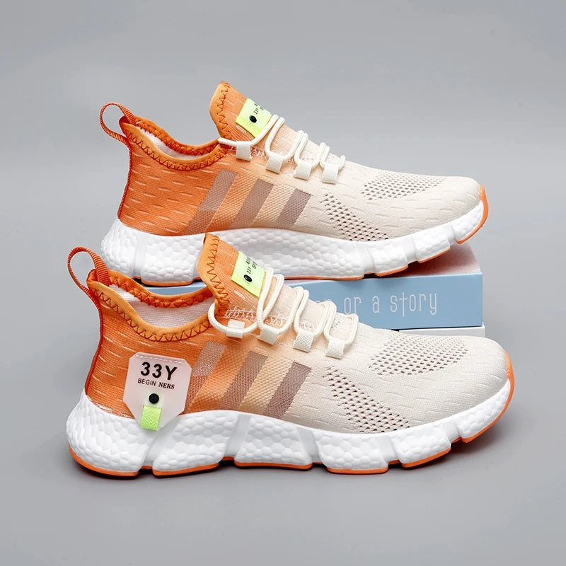 Tênis para Academia Unissex Night Run 3.0 Dual Color Laranja e Bege