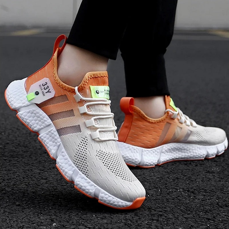 Tênis para Academia Unissex Night Run 3.0 Dual Color Laranja e Bege