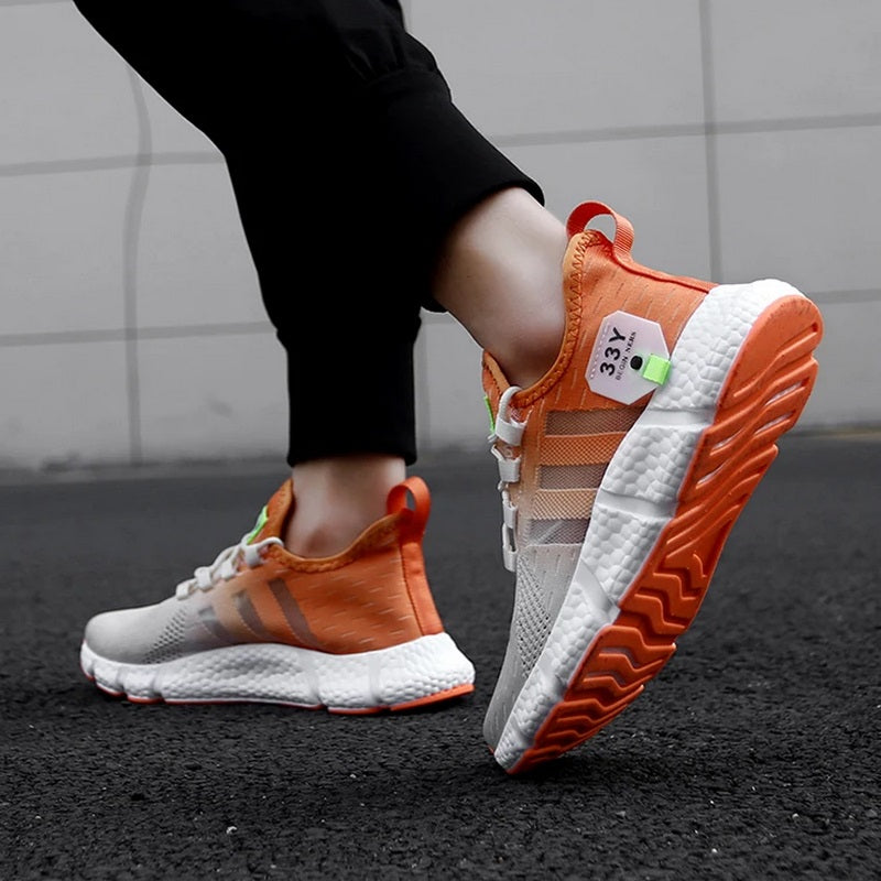 Tênis para Academia Unissex Night Run 3.0 Dual Color Laranja e Bege