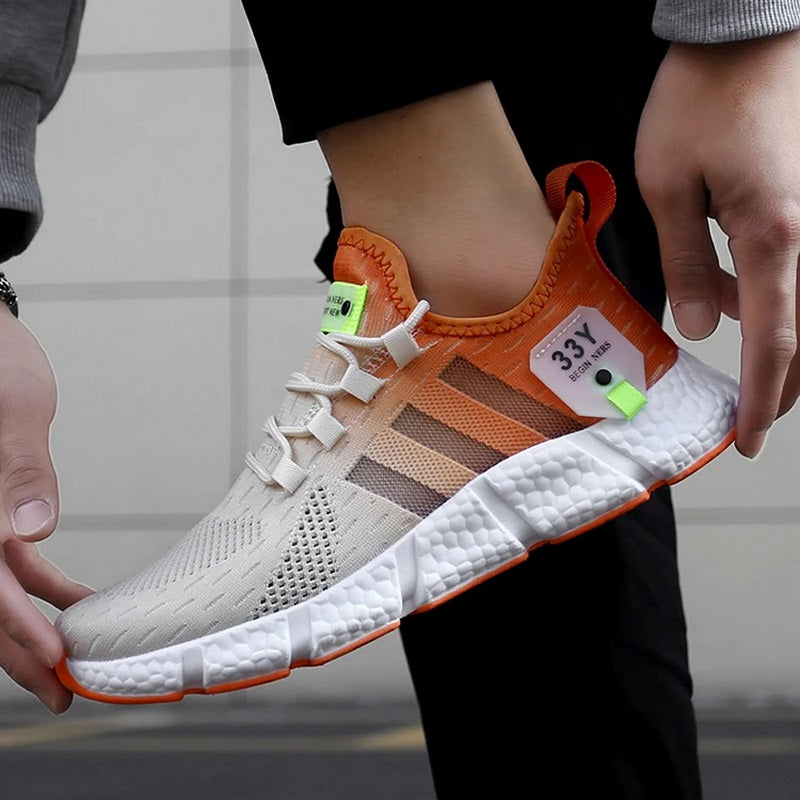 Tênis para Academia Unissex Night Run 3.0 Dual Color Laranja e Bege