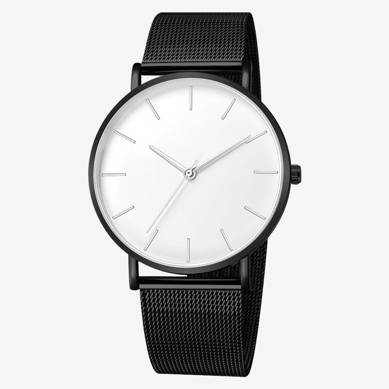 Relógio Minimalista Zurich Preto Pulseira de Metal 40mm