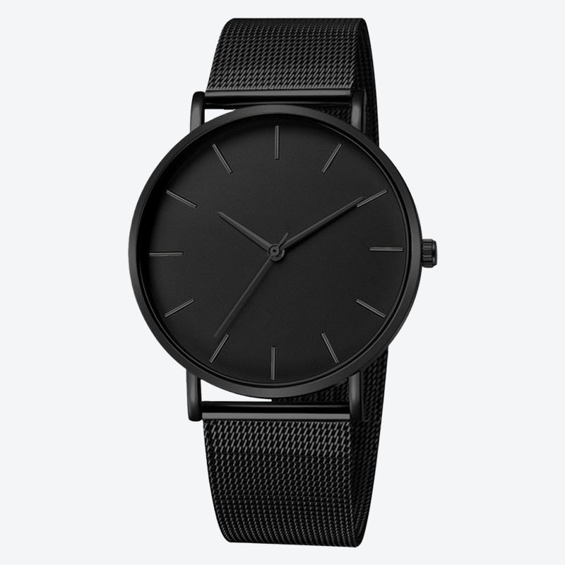 Relógio Minimalista Zurich Preto Pulseira de Metal 40mm