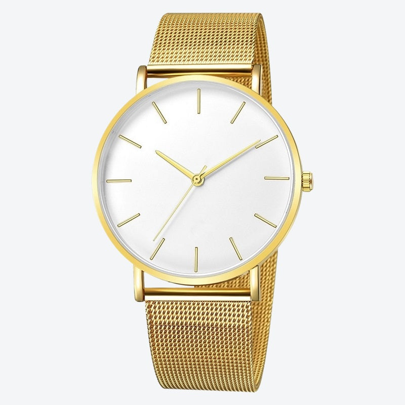 Relógio Minimalista Zurich Dourado Pulseira de Metal 40mm