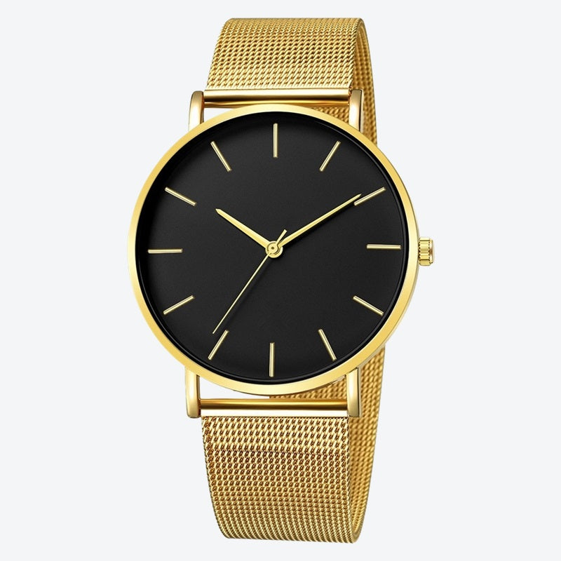 Relógio Minimalista Zurich Dourado Pulseira de Metal 40mm