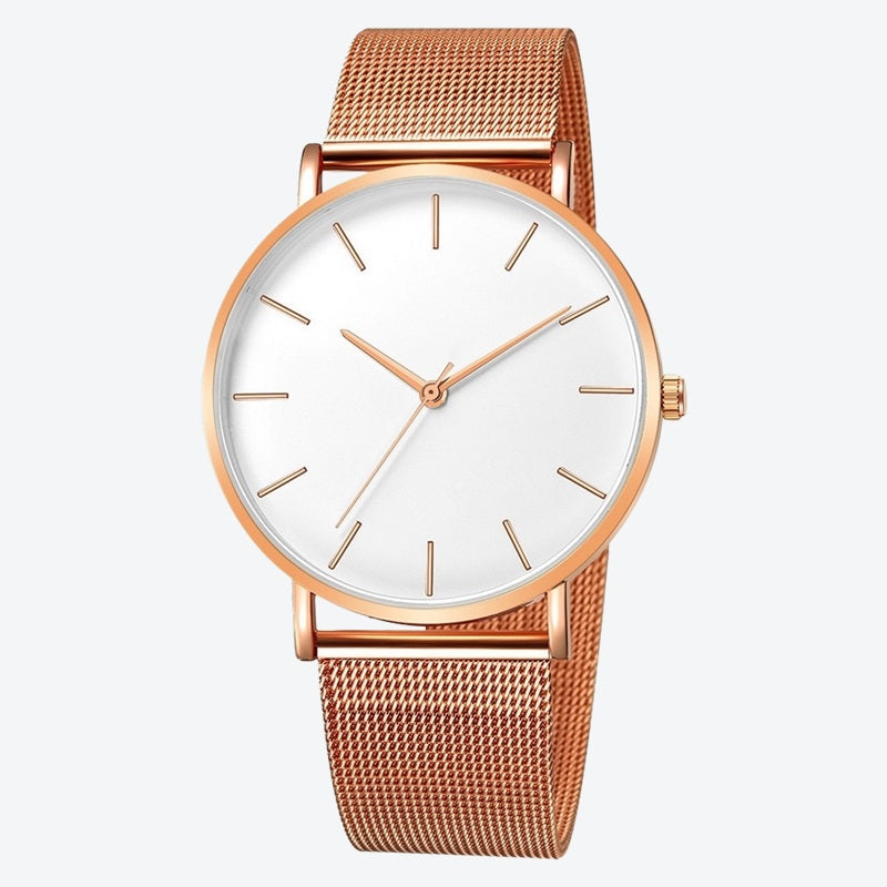 Relógio Minimalista Zurich Rosé Gold Pulseira de Metal 40mm