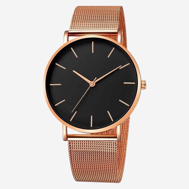 Relógio Minimalista Zurich Rosé Gold Pulseira de Metal 40mm