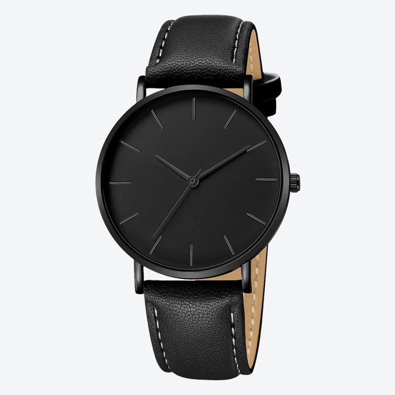 Relógio Minimalista Zurich Preto Pulseira de Couro 40mm