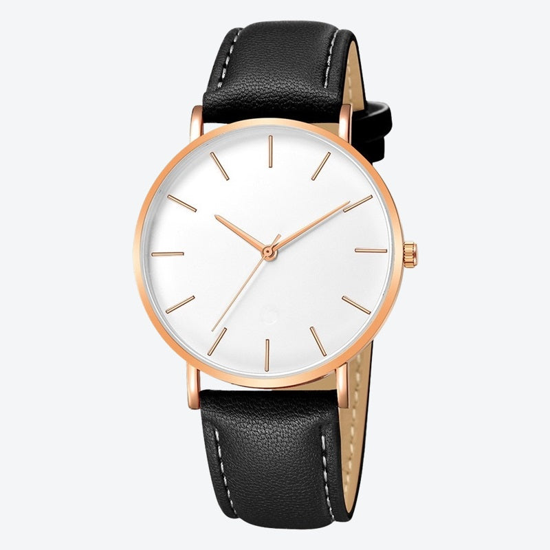 Relógio Minimalista Zurich Preto Pulseira de Couro 40mm