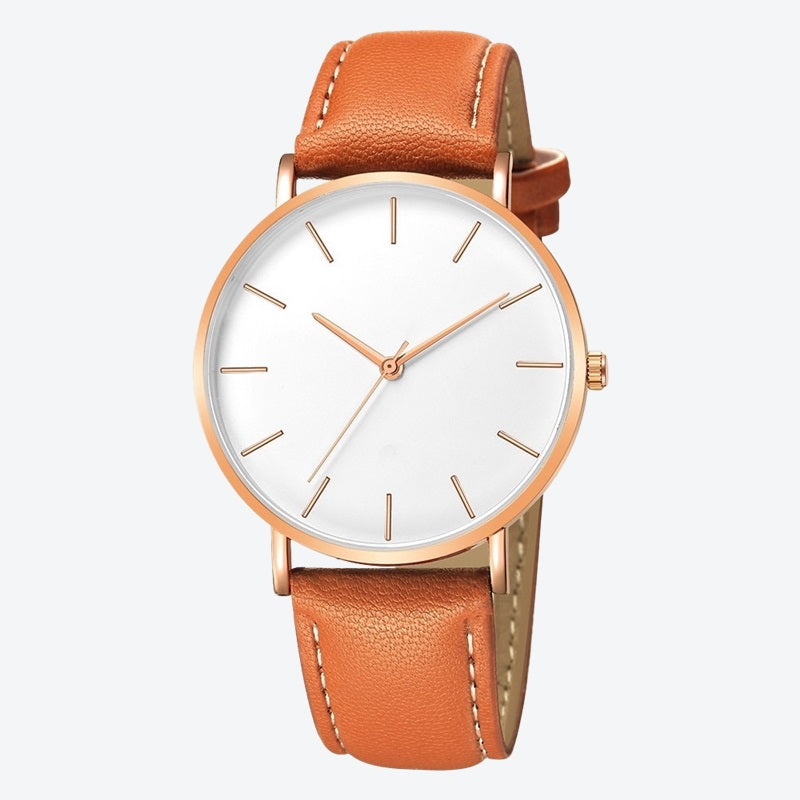 Relógio Minimalista Zurich Marrom Pulseira de Couro 40mm