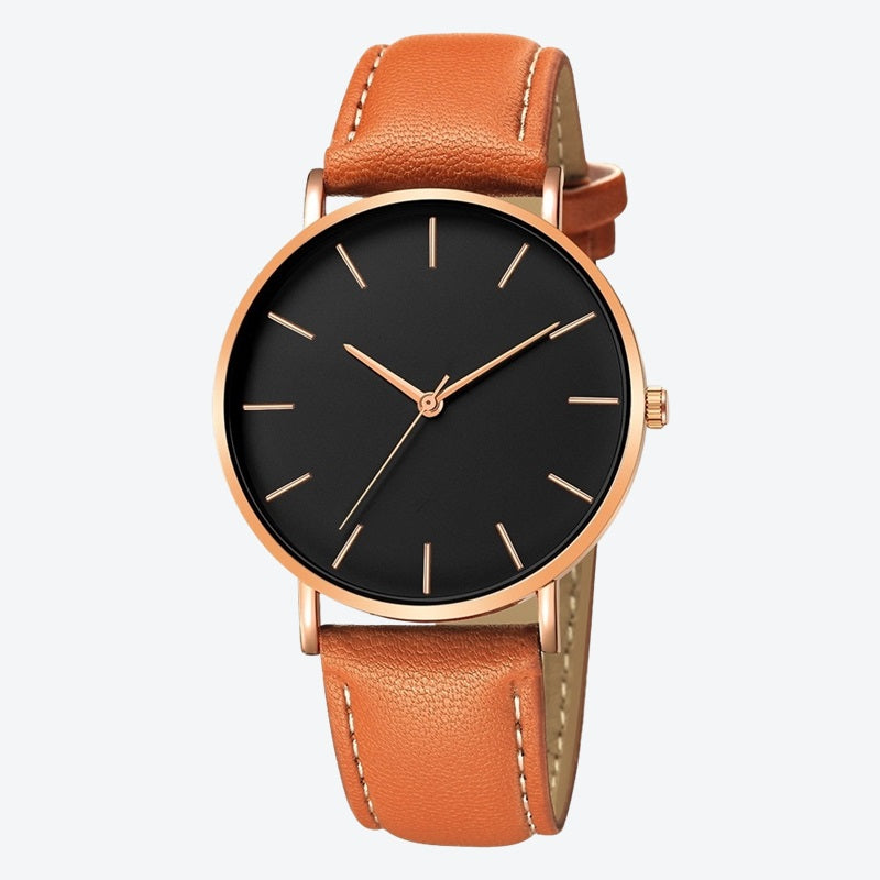 Relógio Minimalista Zurich Marrom Pulseira de Couro 40mm